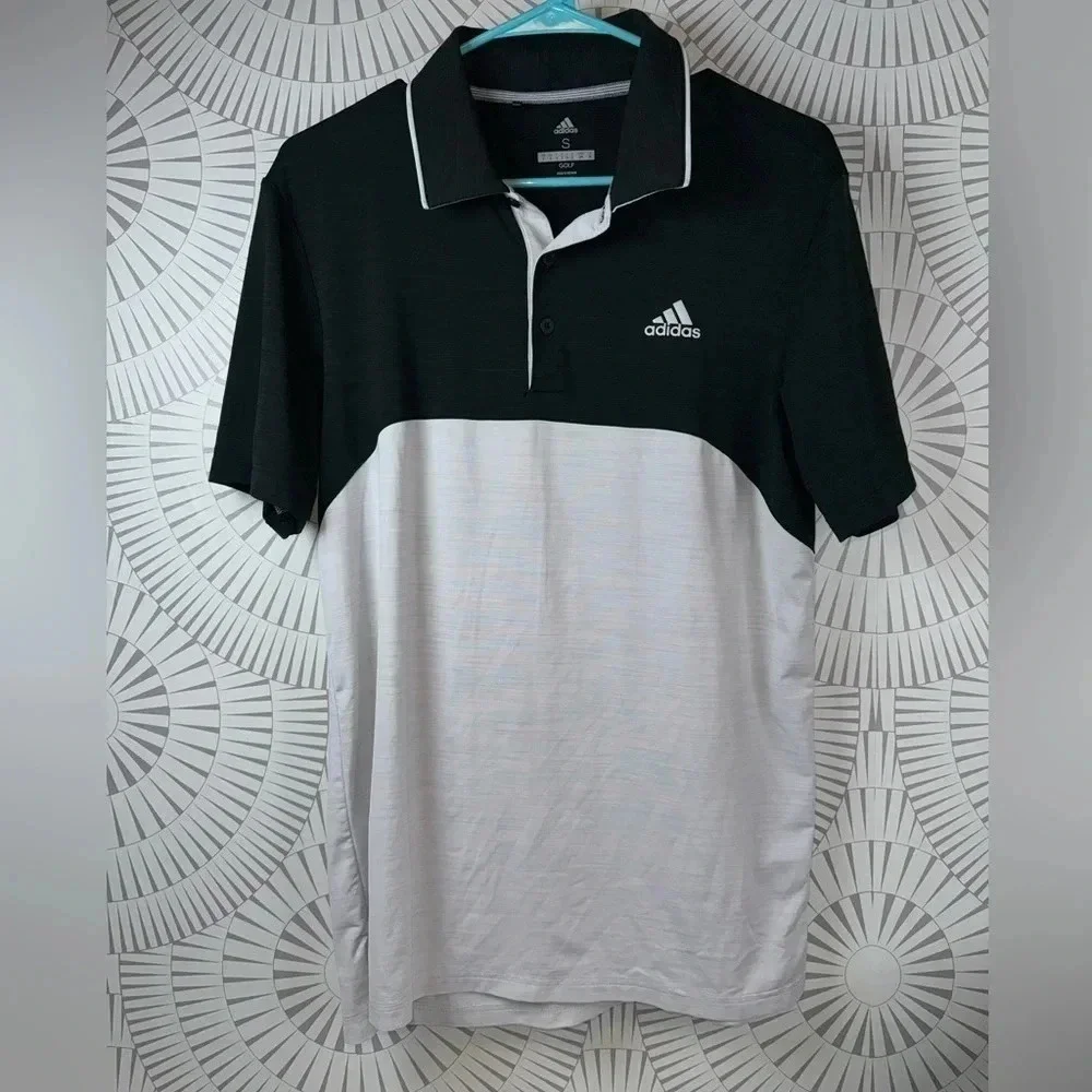 Adidas Men’s Short Sleeve Polo Shirt Small‎ Black/White
